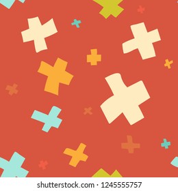 Simply Cross Seamless Pattern (Colorful Geometric Background)