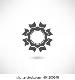 Simply decorative festive badge icon. Insignia certificate user interface symbol. Award ui outline element. Stamp with ribbons empty template. EPS10 vector.
