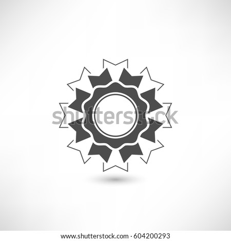 Simply decorative festive badge icon. Insignia certificate user interface symbol. Award ui outline element. Stamp with ribbons empty template. EPS10 vector.