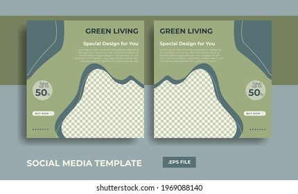 Simply design furniture promotion with social media template editable premium template