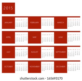 Simply designed calendar for year 2015