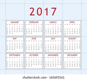 Simply designed calendar for year 2017
