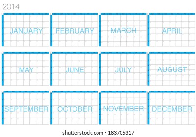 Simply designed frame calendar for year 2014