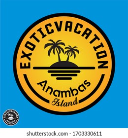 simply, eyecatching and natural logo that's describe an exotic island, coconut tree and sunset is the main object in this logo. 