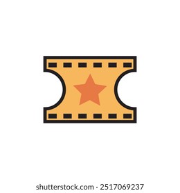 Simply flat icon of ticket, for theatre, movie, music, holiday, summer, event, design Illustration. 