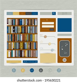 Simply flat web page. Vector template. Book store concept.