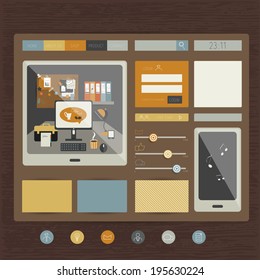 Simply flat web page. Vector template.