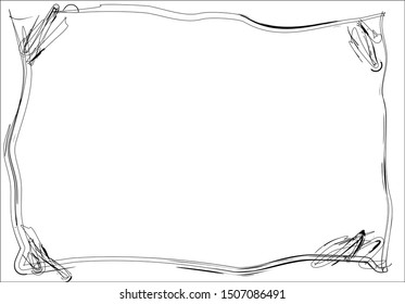 Simply Frame or Border with abstract Lines by Ink as Old Vintage Style, Vector Illustration with Space for Text