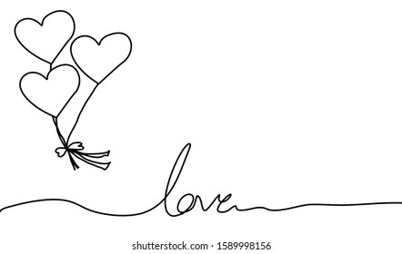 simply hand drawing of balloons as heart shape. concept of romance, love andvalentine