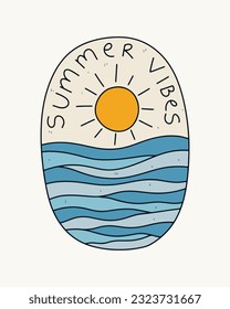 Simply hand drawing of summer vibes vector t shirt sticker illustration