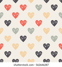 Simply Heart Pastel Pattern, Valentines. Vector seamless pattern of Valentine's Day in retro style.