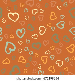 Simply hearts seamless vector tile. Valentines day background. Flat design endless chaotic texture made of tiny heart silhouettes.