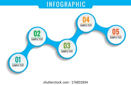 Simply infographic, five steps template. Vector illustration