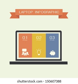 simply infographic template with laptop compute