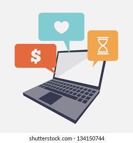 simply infographic template with laptop computer