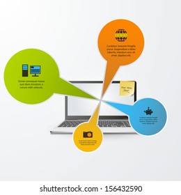 simply infographics template with laptop computer 