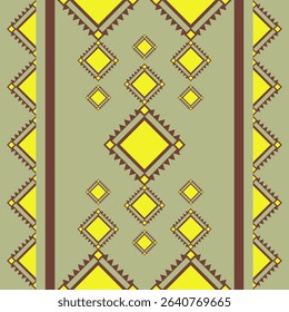 Simply Lemon Green Motif Style Geometric Ornamental Decoration Seamless Border Pattern with Handicraft Cotton Weaves Design. Northern Thai Textiles Motif Mellow Fresh Color for Modern Clothes Fashion