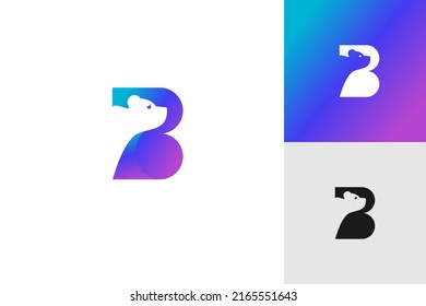 Simply Letter B for cute Bear Logo Design.