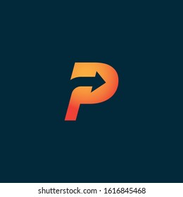 Simply Letter P Logo Arrow