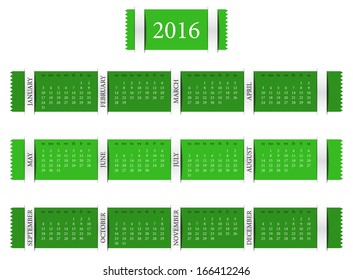 Simply line designed calendar for year 2016