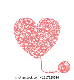Simply line drawing as a heart shape isolated on white background. Concept of love, relationship, romantic and etc.