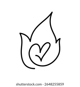 Simply line vector art depiction of fire flames logo icon, capturing the essence of warmth, vitality, and burning.