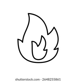 Simply line vector art depiction of fire flames logo icon, capturing the essence of warmth, vitality, and burning.