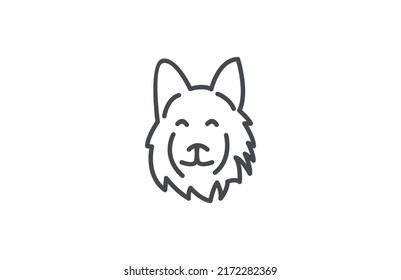 Simply Linear Head Herder Dog Logogram Vector Icon