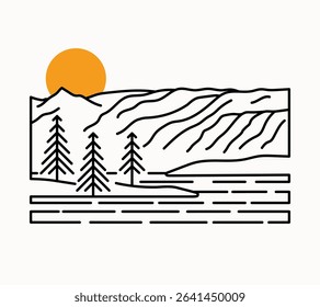 Simply Missouri River at Theodore Roosevelt National Park in Illustration art