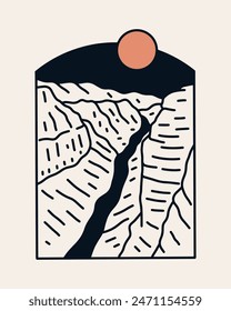 Simply mono line design of Grand canyon national park
