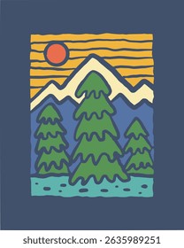 Simply nature mountain and camp for t shirt sticker print outdoor