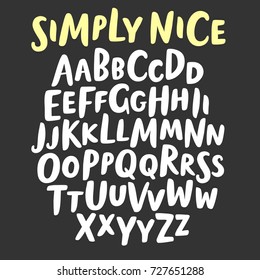 Simply nice hand drawn brush ink vector ABC big and small letters set. Doodle decorative font for your design.
