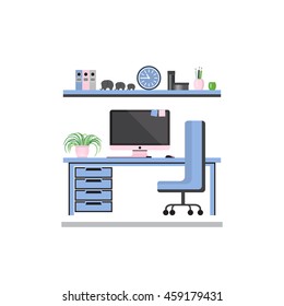 Simply  office workspace .Vector illustration.