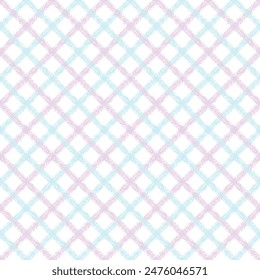 Simply pastel checkered seamless pattern vector. Chalk brush line crossing. Classic plaid and tartan style. Minimal geometric design for fabric, scarf, skirt, print, decor, wrapping, paper, blanket.