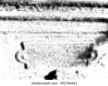 Simply Place Grunge Texture over any Object to Create Distressed Effect. Vector. Halftone dots pattern . Dirty spotted Background with tiny circles . Trendy abstract design element for you design .