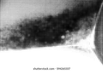 Simply Place Grunge Texture over any Object to Create Distressed Effect. Vector. Halftone dots pattern . Dirty spotted Background with tiny circles . Trendy abstract design element for your artwork .