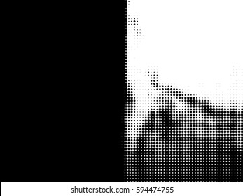 Simply Place Grunge Texture over any Object to Create Distressed Effect. Vector. Halftone dots pattern . Dirty spotted Background with tiny circles . Trendy abstract design element for your artwork .