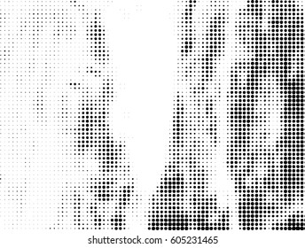 Simply Place Grunge Texture over any Object to Create Distressed Effect. Vector. Halftone dots pattern . Dirty spotted Background with tiny circles . Trendy abstract design element for your artwork .