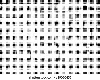 Simply Place Grunge Texture over any Object to Create Brick wall Effect. Vector. Halftone dots pattern . Dirty spotted Background with tiny circles . Trendy abstract design element for your artwork .