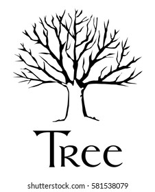 Simply tree logo. Black silhouette tree with text.