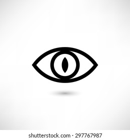 Simply vector eye icon with cat pupil.