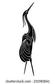 Simply vector illustration / drawing of crane bird