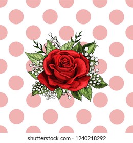 Simply vector seamless pattern of blush light pink rose circles, rough edges, round shapes on a white repeat vector background texture