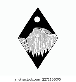 Simply vintage vector art of Half Dome Yosemite National Park