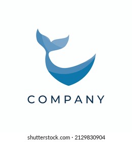 simply whale fin gradation of blue vector logo. It looks simple but strong logo.