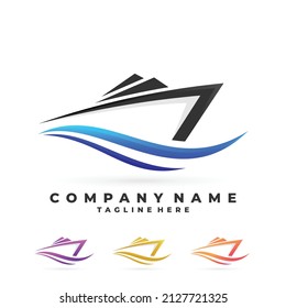 simply yacht logo design template