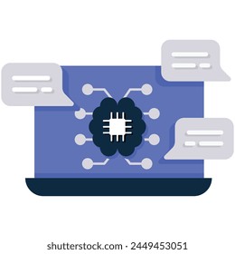 Simulated Conversations Icon. Virtual Dialogues: Artificially generated conversations for training and simulation purposes.