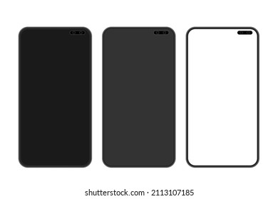 Conjunto de smartphones simulados. En un fondo blanco Front view Tecnología moderna de dispositivos de comunicación digital. Ilustración del vector EP2