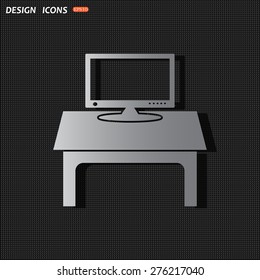 Simulating the structure of black plastic. Computer desk, workplace. icon. vector design