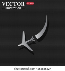 Simulating the structure of black plastic.  icon plane. The plane is landing , vector illustration, EPS 10